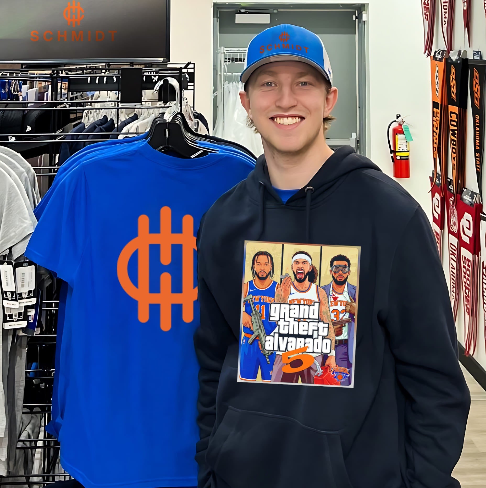 New York Knicks Grand Theft Alvarado parody shirt