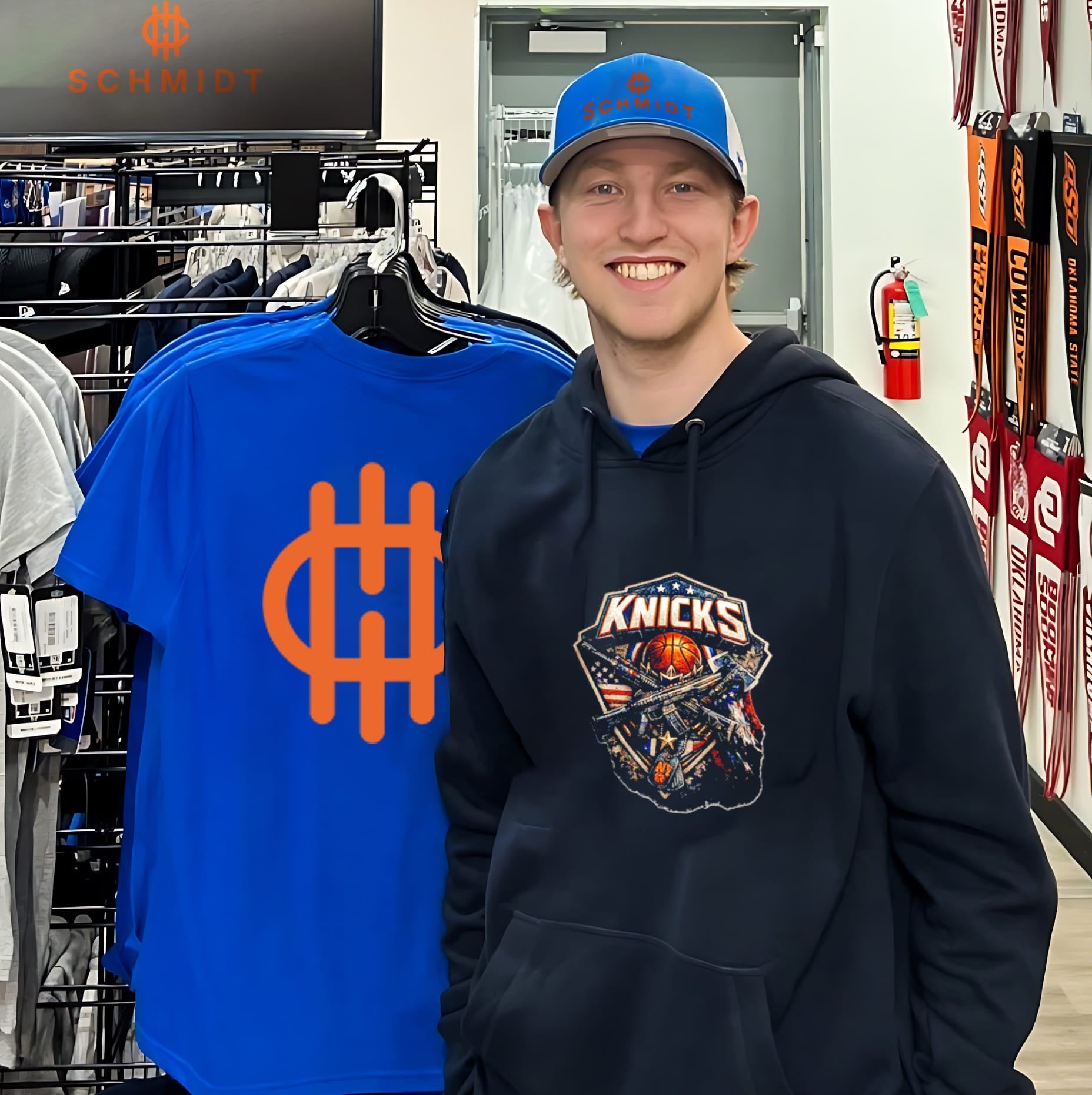 New York Knicks basketball and rifles illustration shirt