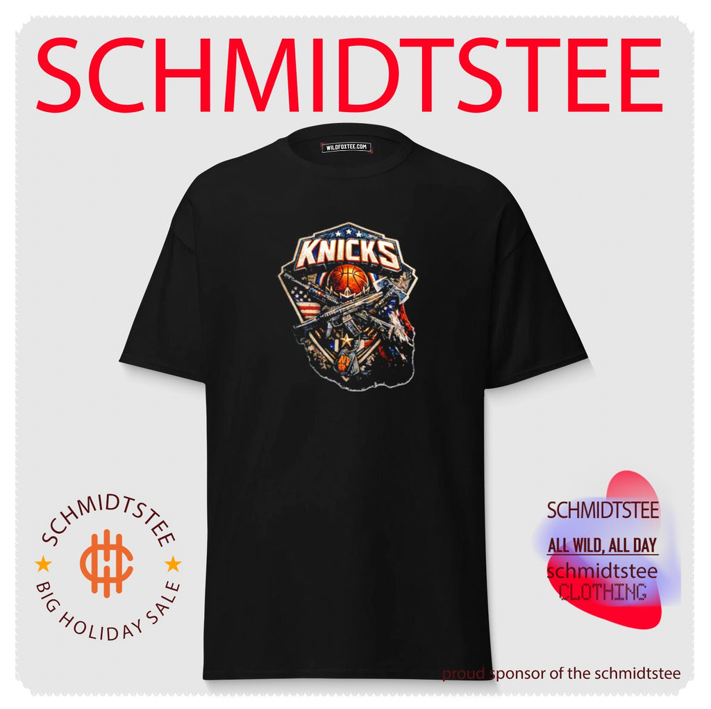 New York Knicks basketball and rifles illustration shirt