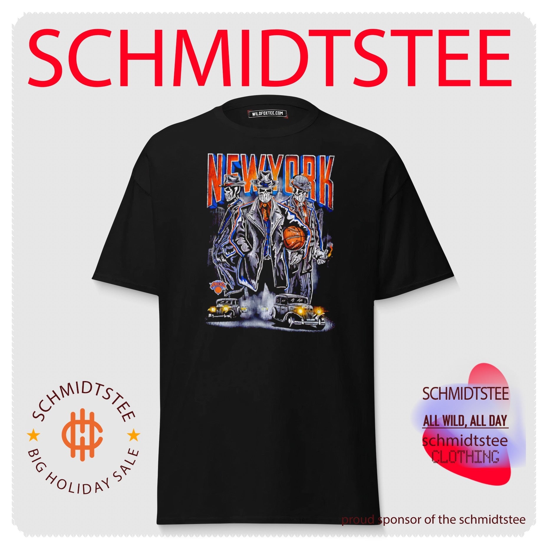 New York Knicks mobster basketball skull graphic shirt