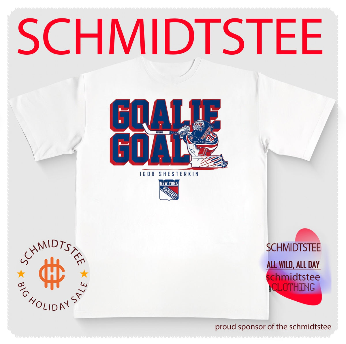 New York Rangers Igor Shesterkin Goalie Goal illustration shirt