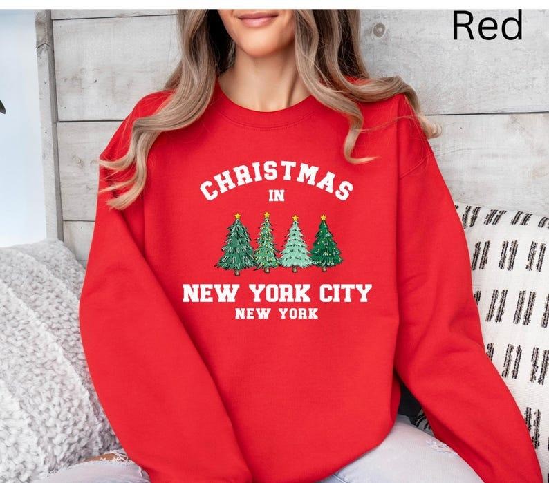 New York Vintage Sweatshirt, New York Sweater, NYC Sweatshirt, Statue Shirt, Christmas Trip Sweatshirt, Christmas NYC...