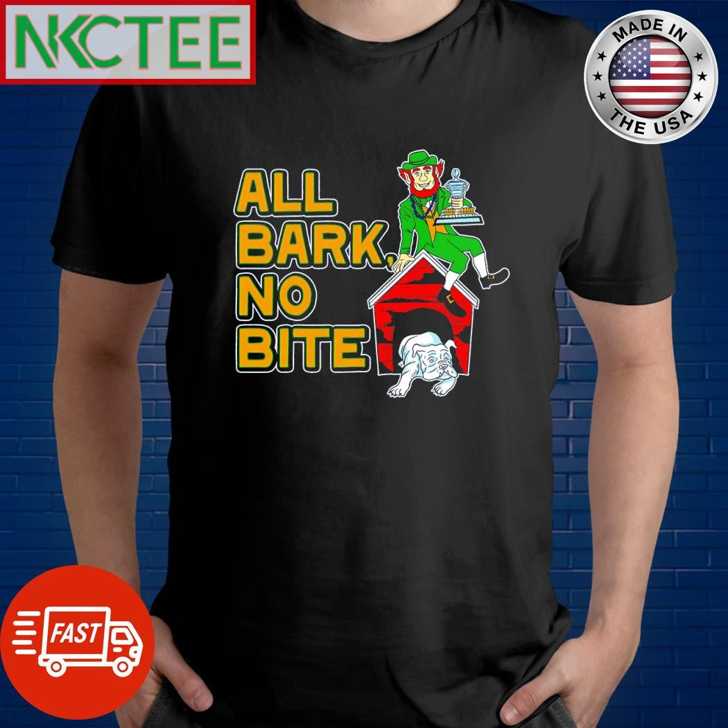Nice All bark no bite Notre Dame Fighting Irish Georgia Bulldogs mascot cartoon shirt