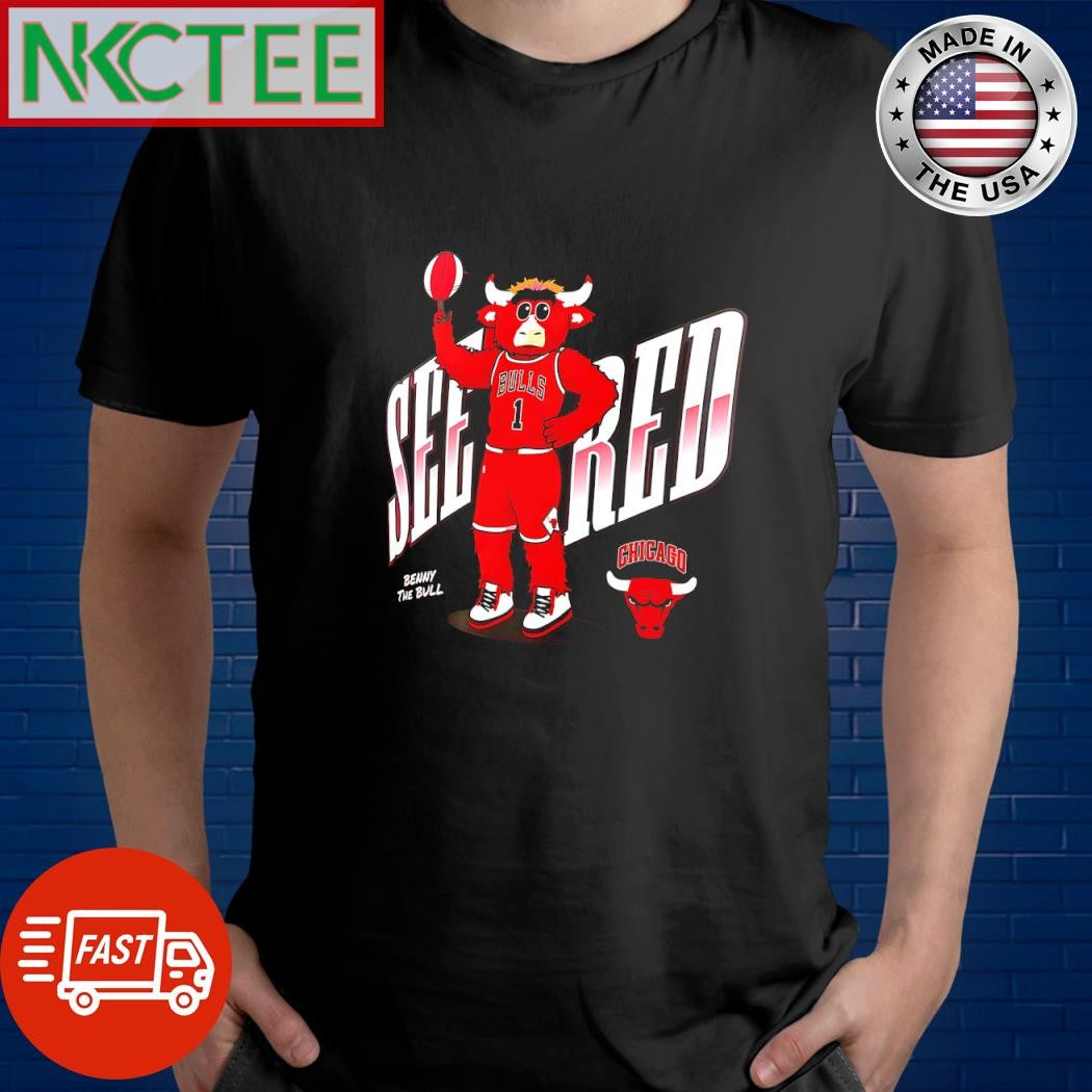 Nice Chicago Bulls 1 see red Benny The Bull shirt