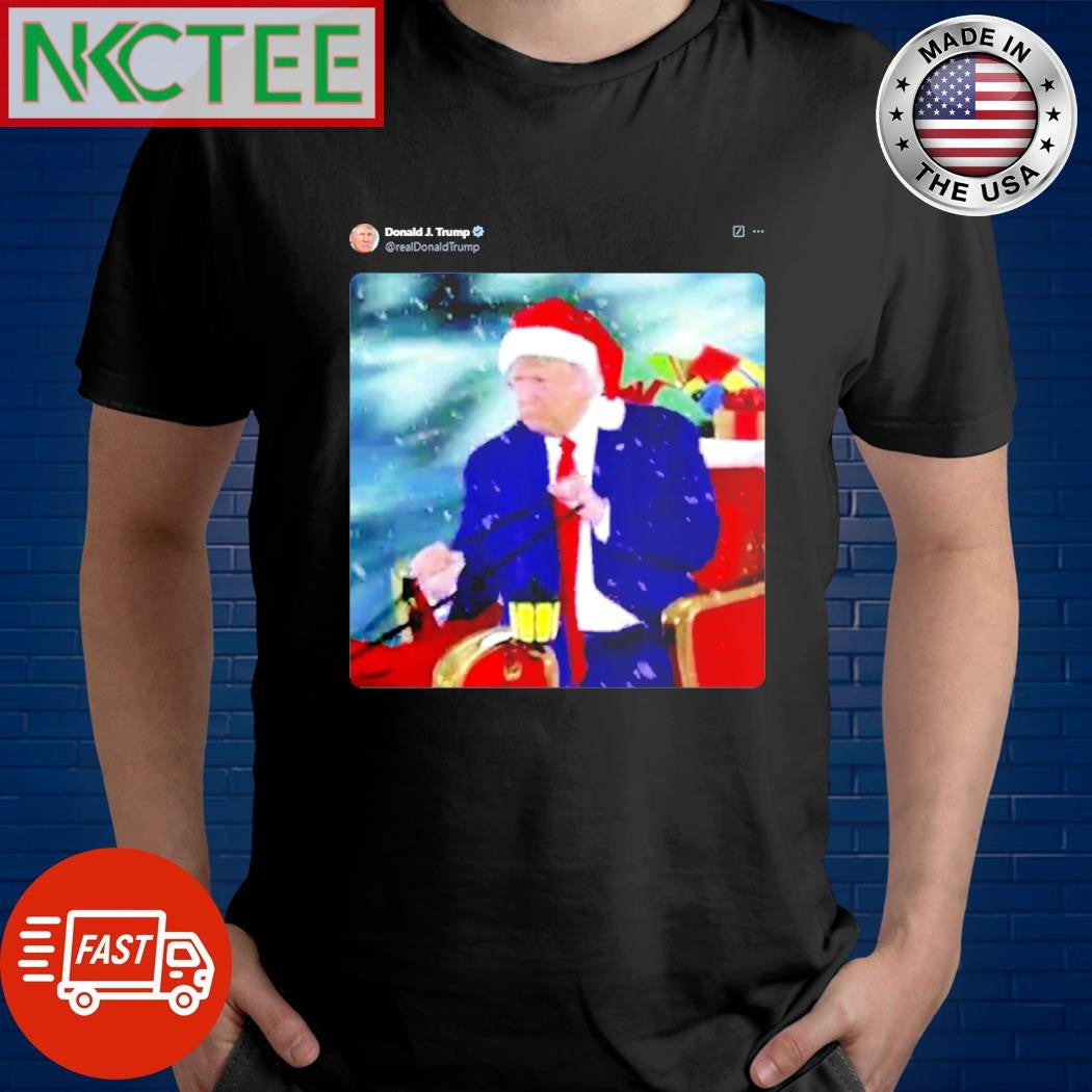 Nice Donald Trump wearing a Santa hat and driving a reindeer sleigh shirt