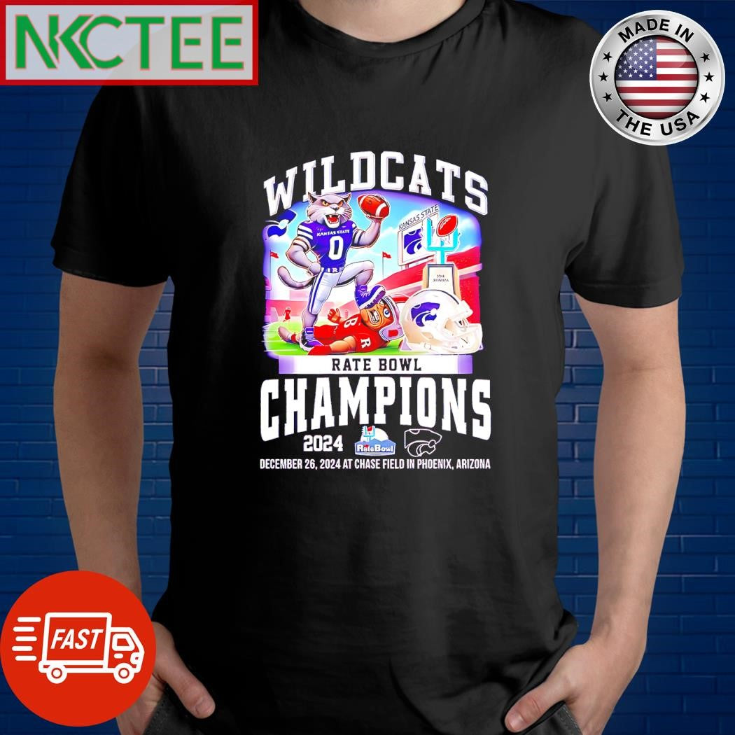 Nice Kansas State Wildcats Rate Bowl Champions 2024 December 26 at Chase Field in Phoenix Arizona mascot shirt