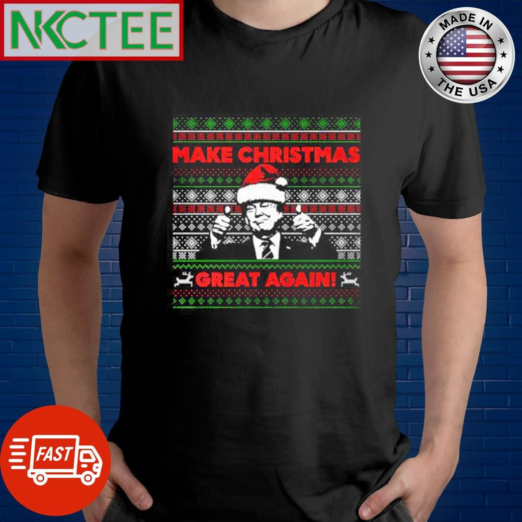 Nice Make Christmas Great Again Donald Trump wear Santa hat ugly shirt