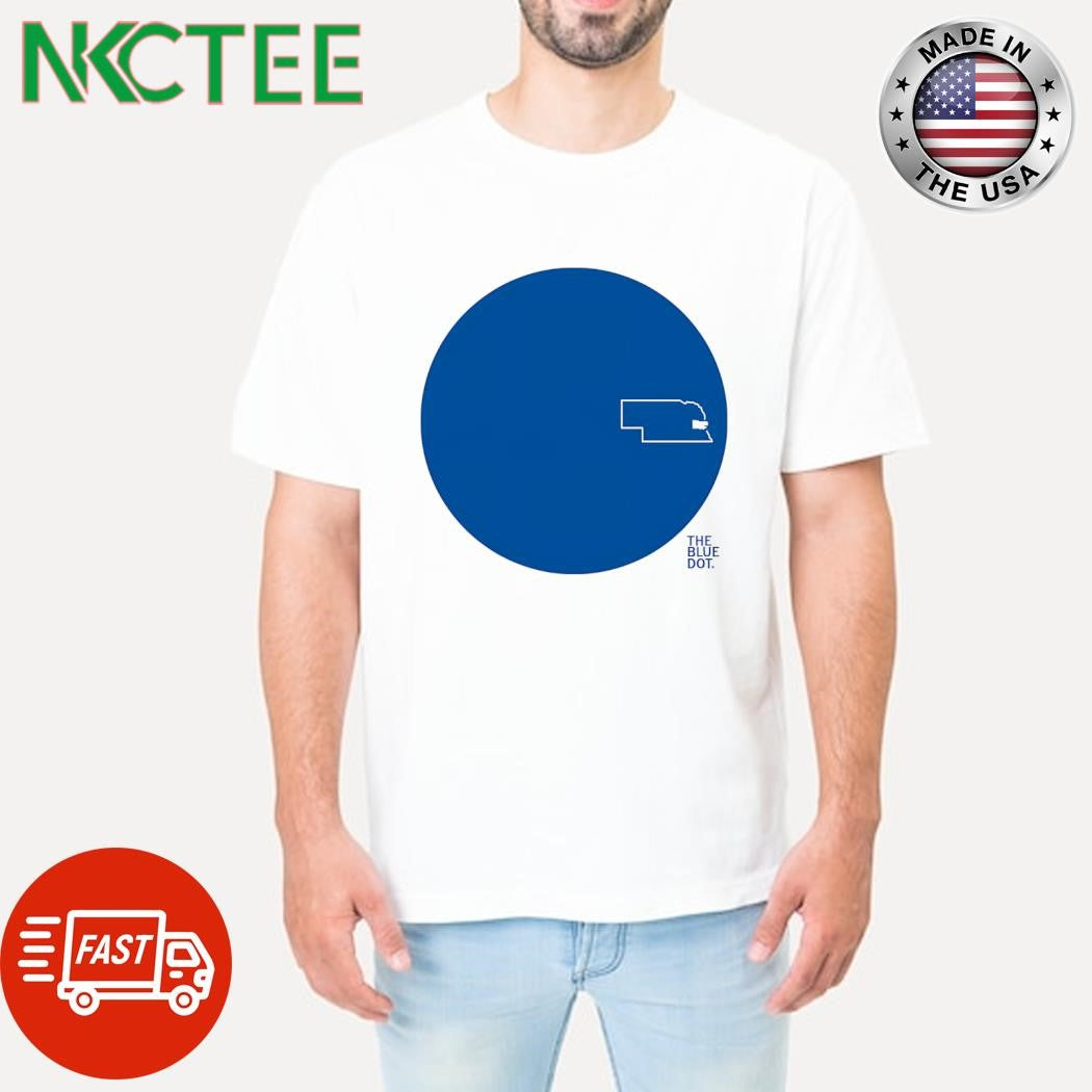 Nice The Blue Dot Circle Graphic Nebraska map shirt