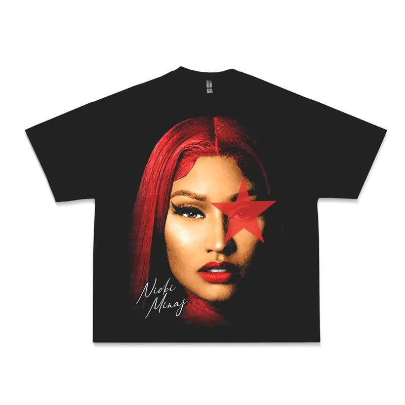 Nicki Red Star Graphic Tee Shirt, Rap Streetwear Gifts Hoodie, Sweatshirt | PureTeeCo.com