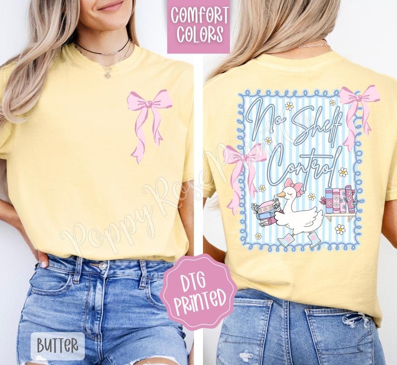 No Shelf Control Shirt Comfort Colors, Coquette Bow Women's Tee Hoodie, Sweatshirt | PureTeeCo.com
