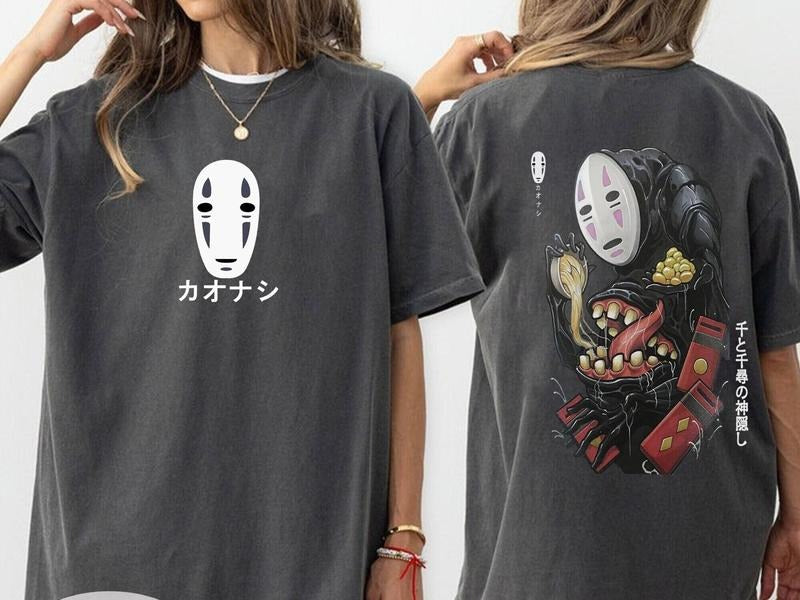 No-face Kaonashi Ghibli Double Side Shirt Kaonashi Studio Ghibli Shirt Spirited Away Shirt Chihiro No Face Shirtspirited...