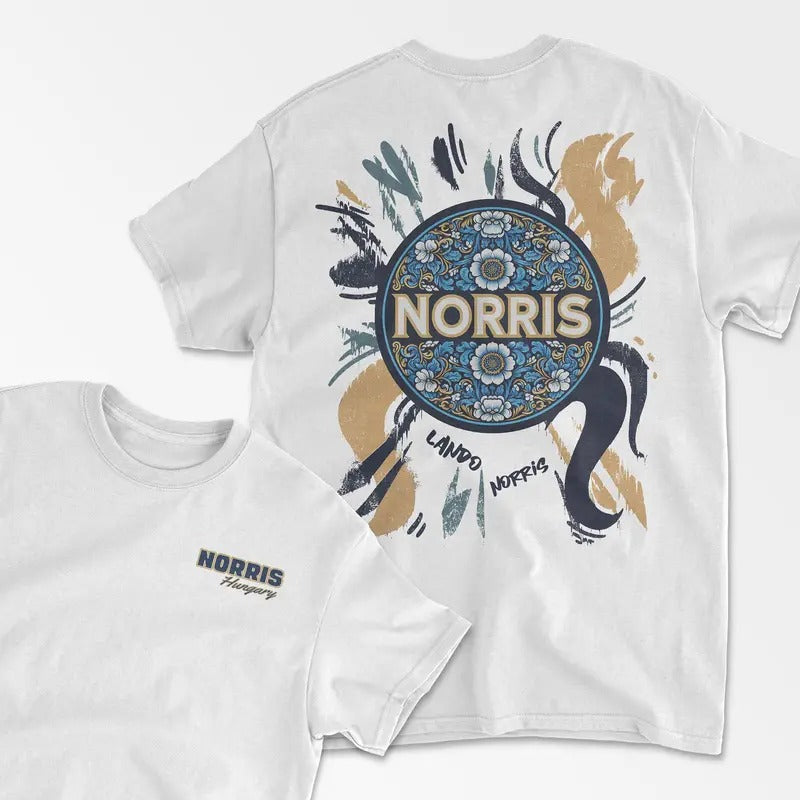 Norris Inspired T-Shirt, Hungary Racing Circuit Shirt, Motorsport Gift, Racing Driver Shirt, Porcelain Vintage Style Race...