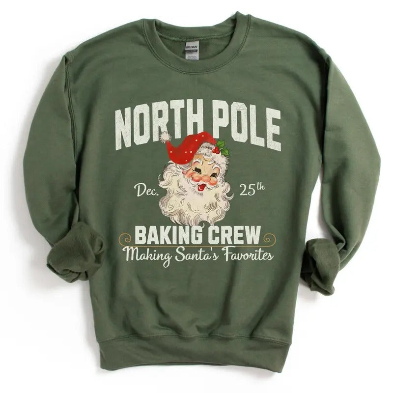 North Pole Baking Crew Sweatshirt, Holiday Baking Sweatshirt, Christmas Cookie Baking Shirt, Xmas Gift for Baker, Festive...