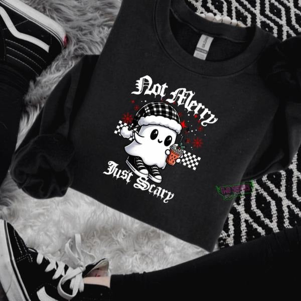 Not Merry, Just Scary Crewneck Sweatshirt, T Shirt, or Hoodie Grunge Aesthetic Pullover | Casual, Comfort, Streetwear,...