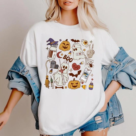 Nurse Boo Crew Shirt, Cute RN Halloween Tee, Fall Nurse Life Graphic T-Shirt, Spooky Gift for RN Women, Nurse Shirt, Gift For Nurse
