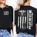 Nurse Flag T-shirt, American Flag Nurse Shirt, Nursse Appreciation Gift, Full-Color Casual Womenswear Top, Perfect Gift,...