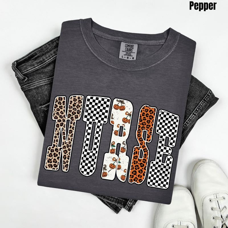Nurse Pumpkin Pattern Comfort Colors T-Shirt 'NLB' Hoodie, Sweatshirt | PureTeeCo.com