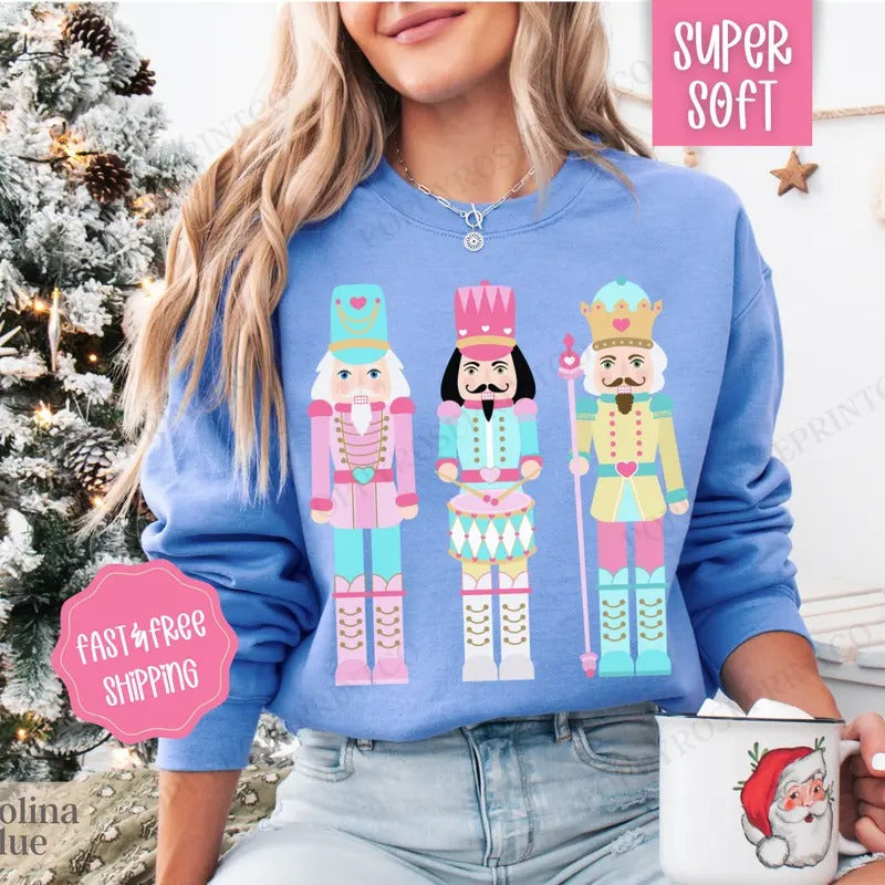 Nutcracker Christmas Sweatshirt, Christmas Sweater, Women's Holiday Crewneckstyle{n002}2 T-Shirts, Hoodie | PureTeeCo.com