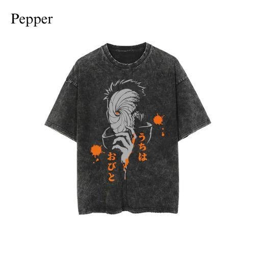 OBITO VINTAGE OVERSIZE T-SHIRT, MEN SHORTSLEEVE T-SHIRT, GIFT FOR HIM, ANIME UNISEX T-SHIRT Menswear Top