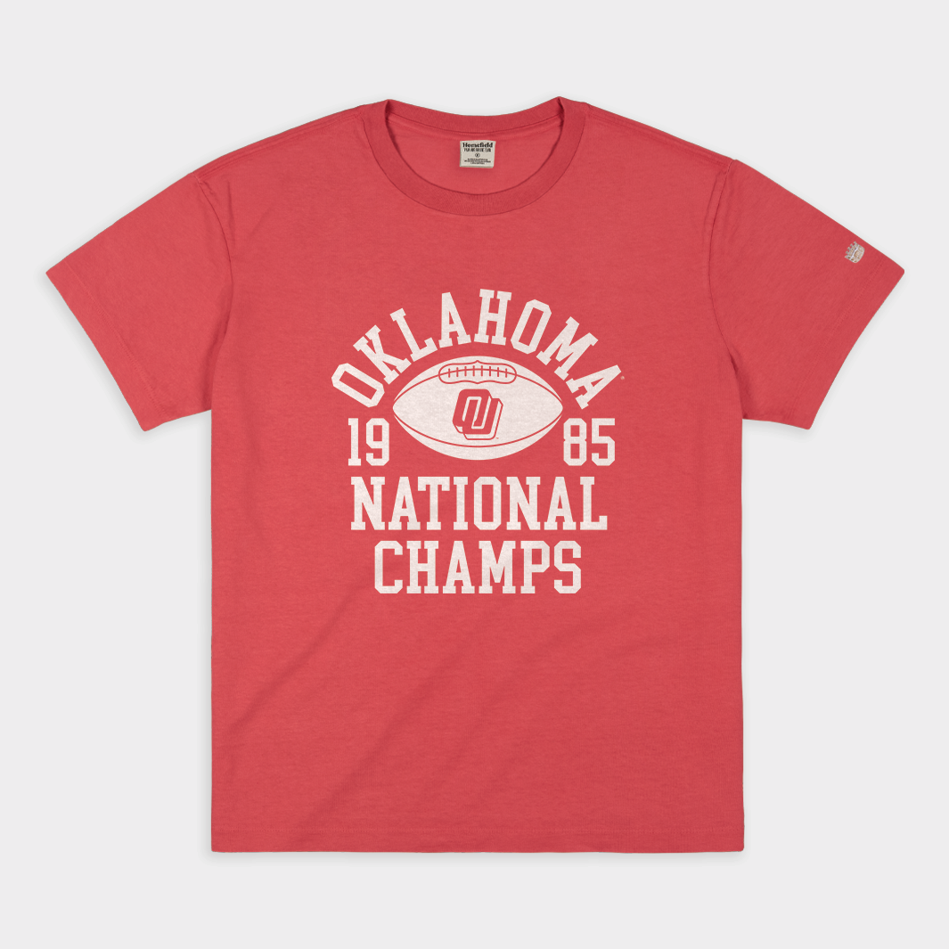Oklahoma Football 1985 National Champions Disco Logo Vintage Heavyweight Tee Style001 Hoodie, Sweatshirt | PureTeeCo.com