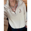 Oatmeal Initial Embroidered Quarter Zip Pullover (XL-2XL) T-Shirts, Hoodie, Sweatshirt | PureTeeCo.com