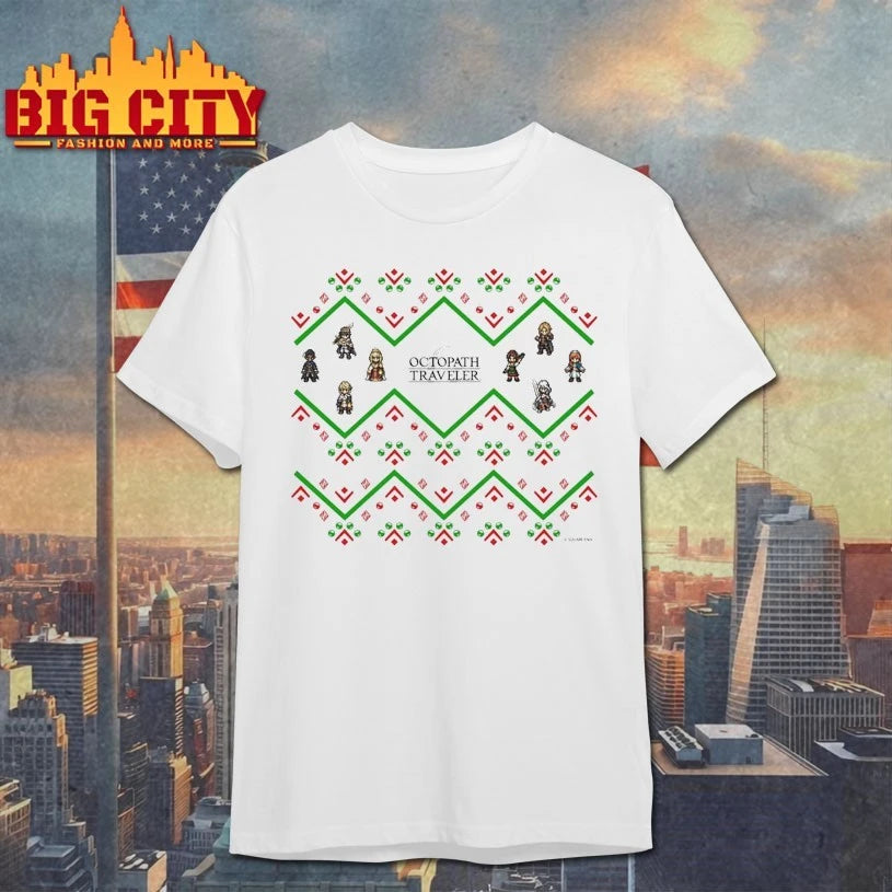 Octopath Traveler Festive Pixel Characters Christmas shirt