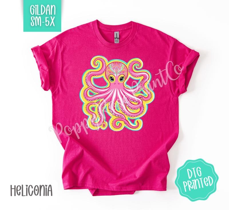 Octopus Gildan Shirt, Cute Summer Tshirt, Trendy Women's Tee, Gift for Her Hoodie, Sweatshirt | PureTeeCo.com