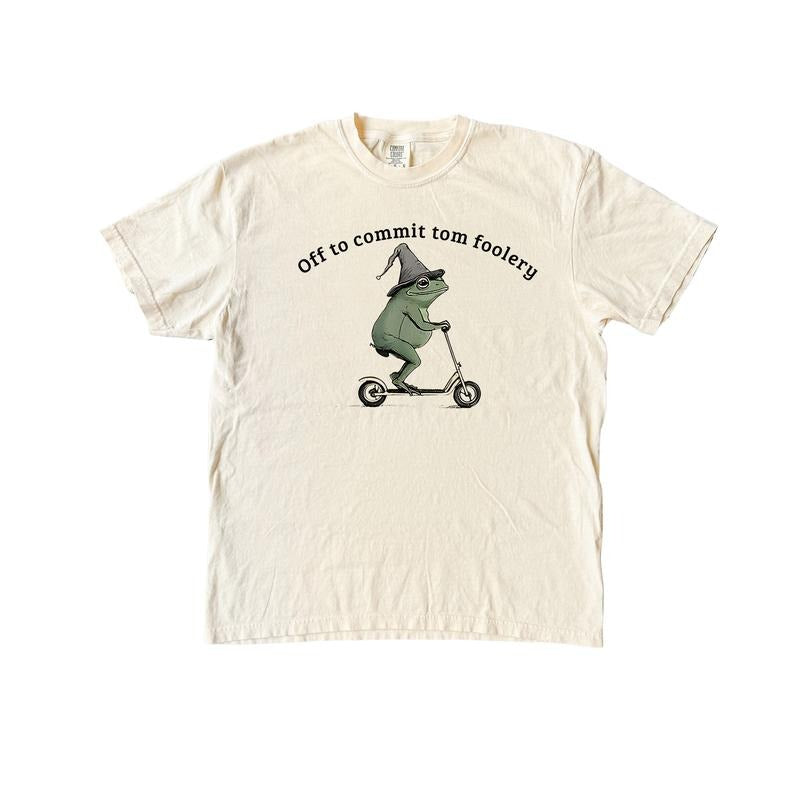 Off To Commit Tom Foolery Frog Tshirt, Silly Frog Lover Comfort Colors Shirt, Wizard Frog Shirt, Funny Meme Tshirt...