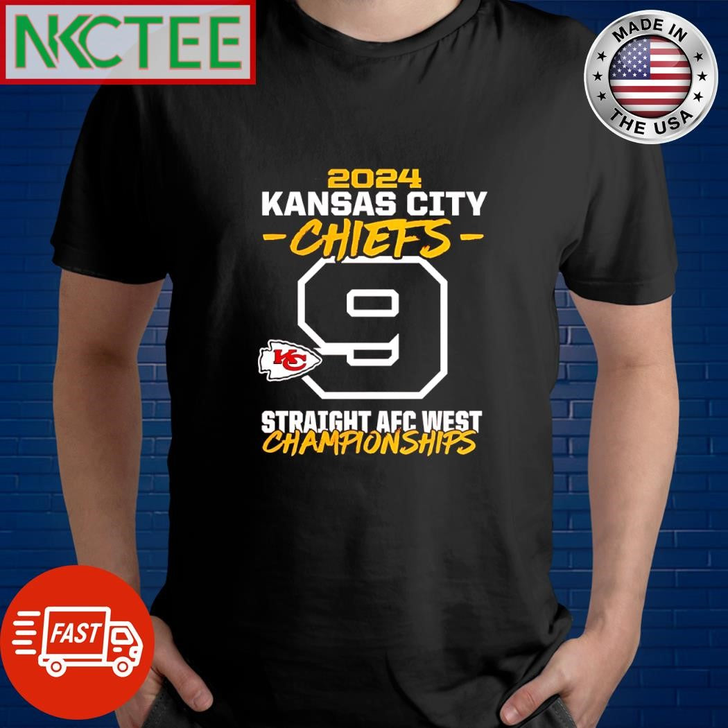 Official 2024 Kansas City Chiefs 9 straight AFC West Championship shirt