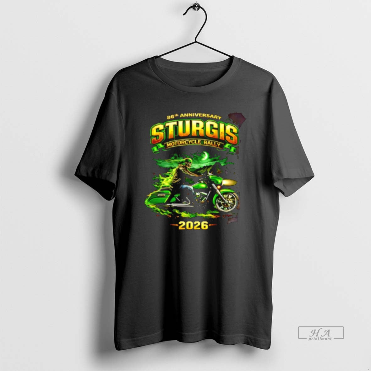 Official 86th Anniversary 2026 Sturgis Motorcycle Rally Green Skeleton Rider T-Shirts, Hoodie, Sweatshirt | PureTeeCo.com