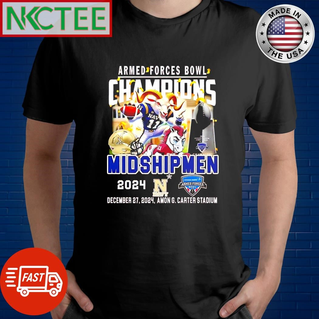 Official Armed Forces Bowl Champions Navy Midshipmen Mascot December 27 2024 Amon G. Carter Stadium shirt