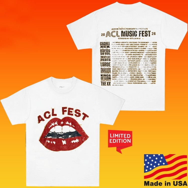Austin City Limits Festival 2026 At Zilker Metropolitan Park In Austin Tx On October 2-4 9-11 2026 Lips Lineup T-Shirts