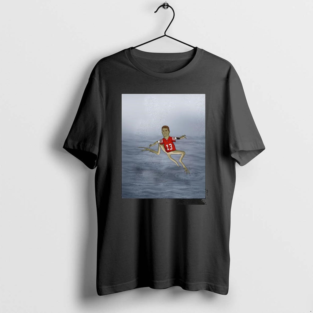 Official Brock Purdy Jesus Christ Lizard Running On Water T-Shirts, Hoodie, Sweatshirt | PureTeeCo.com