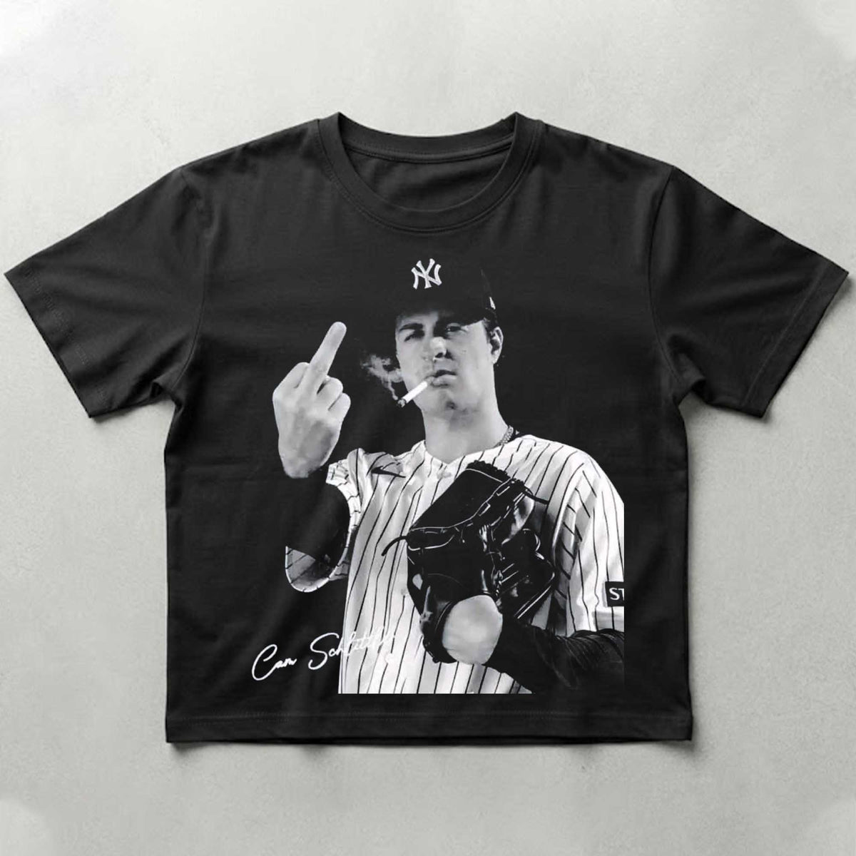 Cam Schlittler Smoking Finger Middle Shirt