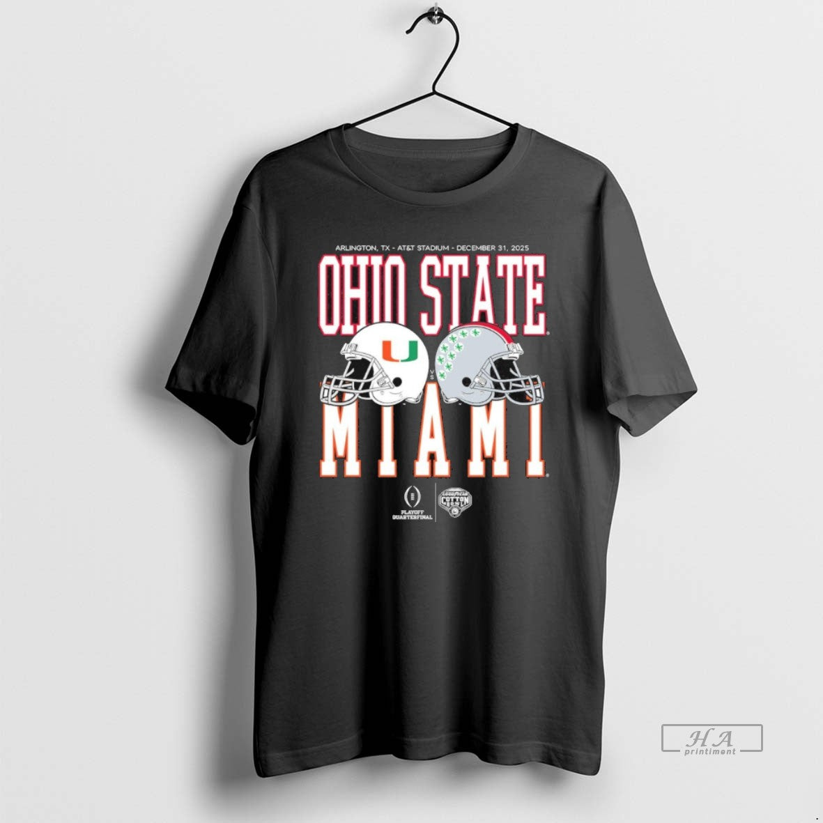 Official Cotton Bowl Classic 2025 Miami Vs Ohio State Helmet Matchup Helmet T-Shirts, Hoodie, Sweatshirt | PureTeeCo.com