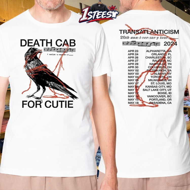 Death Cab For Cutie Transatlanticism 20th Anniversary Tour 2024 Crow T-Shirts