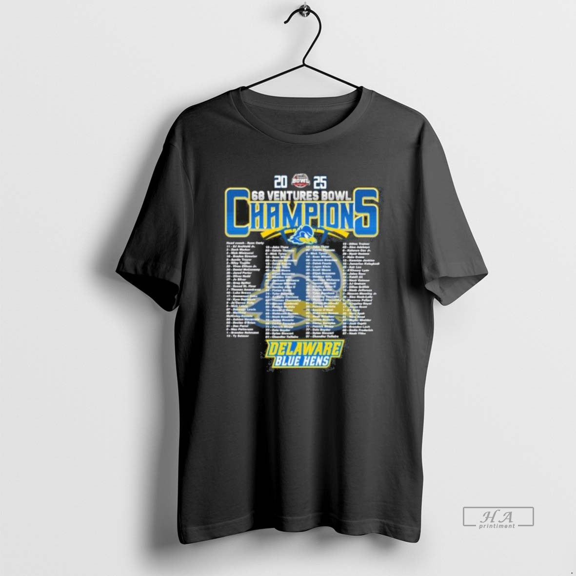 Official Delaware Blue Hens 2025 68 Ventures Bowl Champions Roster T-Shirts, Hoodie, Sweatshirt | PureTeeCo.com