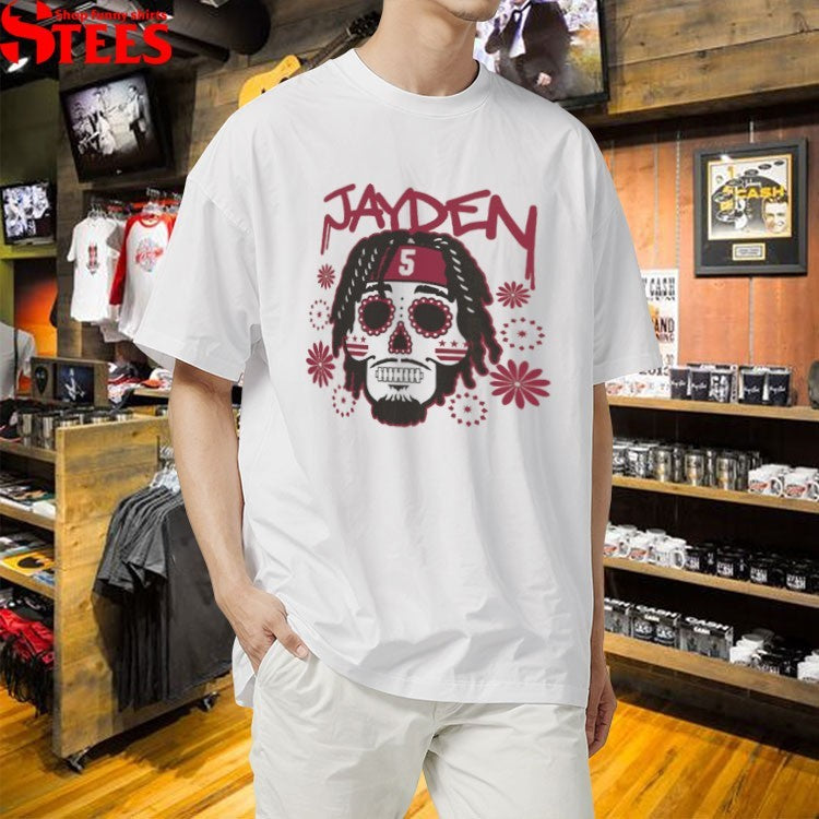 Dia De Jayden Daniels Washington Commanders Skull T-Shirt