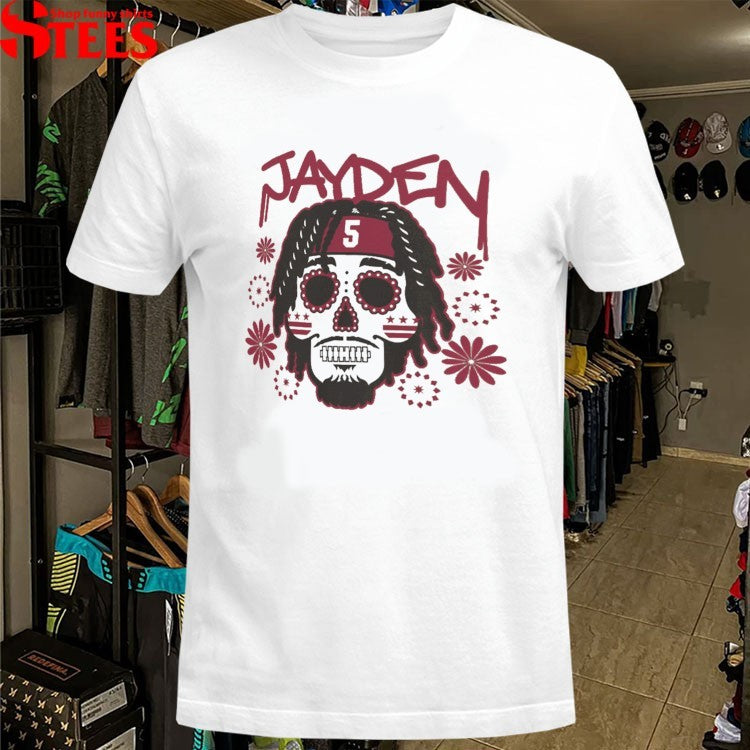 Dia De Jayden Daniels Washington Commanders Skull T-Shirt