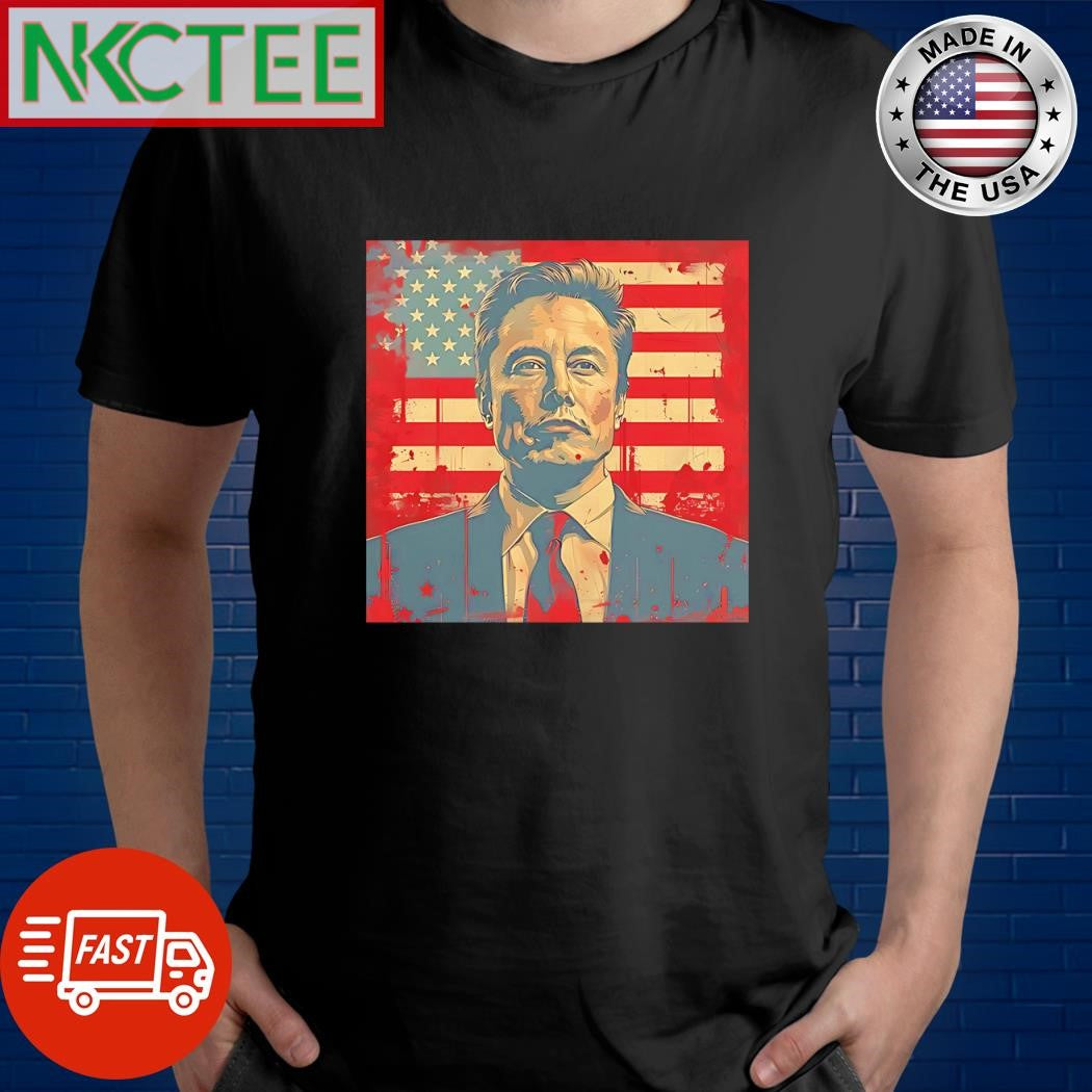 Official Elon Musk US flag blood shirt