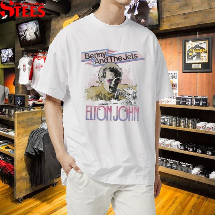 Elton John Bennie And The Jets Watercolor Photo T-shirts