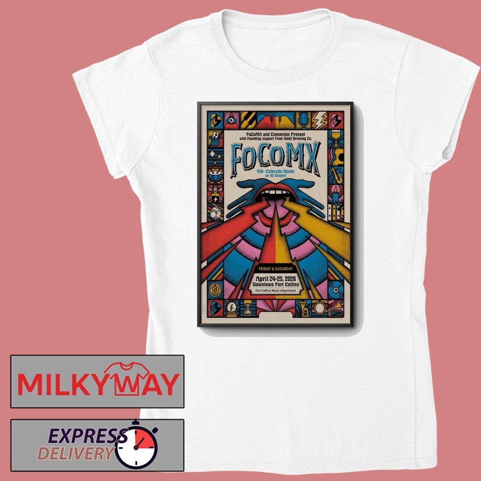 FocoMX Various Venues Throughout Downtown Fort Collins, CO Apr 24-25 2026 Poster shirt