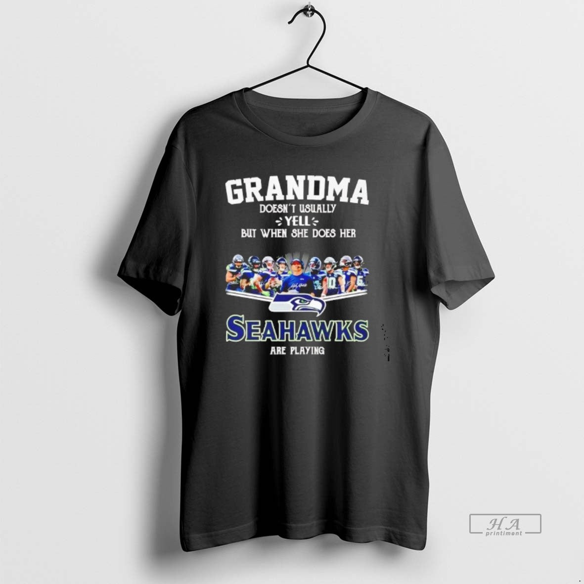 Official Grandma Doesnt Usually Yell But When She Does Her Seahawks T-Shirts, Hoodie, Sweatshirt | PureTeeCo.com