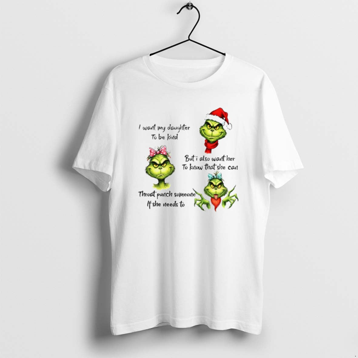 Official Grinch Santa I Want My Daughter To Be Kind But I Also Want Her T-Shirts, Hoodie, Sweatshirt | PureTeeCo.com