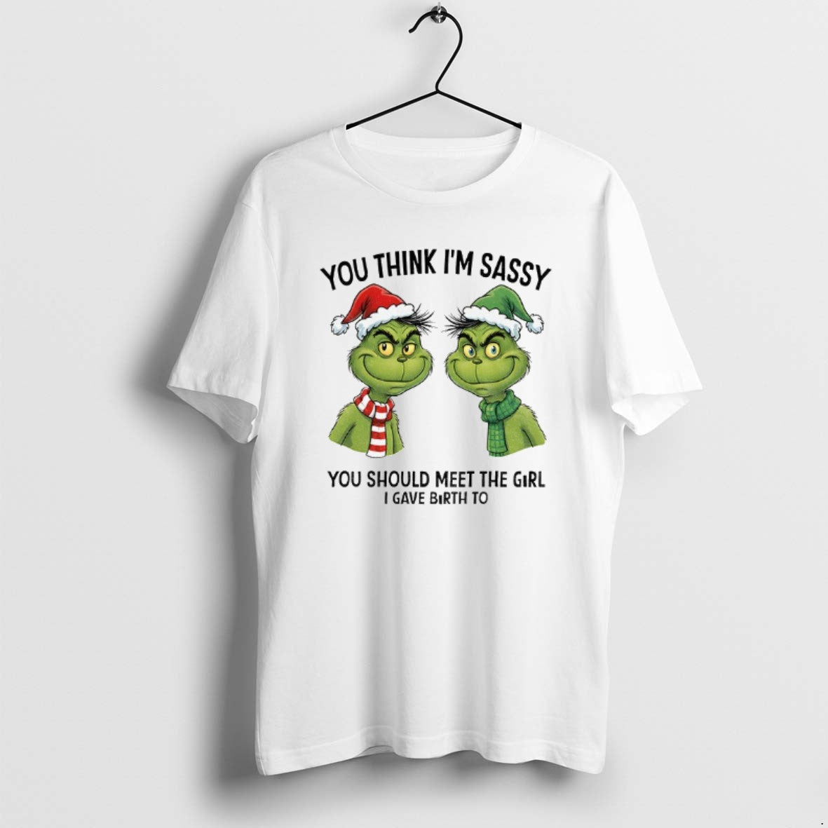 Official Grinch Santa Couple You Think Im Sassy You Should Meet The Girl I Gave T-Shirts, Hoodie, Sweatshirt | PureTeeCo.com
