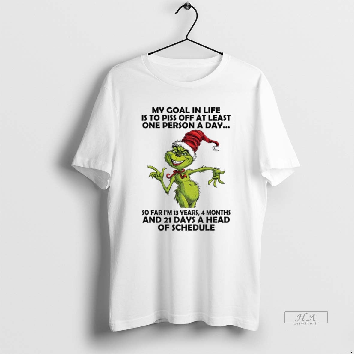 Official Grinch Santa My Goal In Life Is To Piss Off At Least One Person T-Shirts, Hoodie, Sweatshirt | PureTeeCo.com