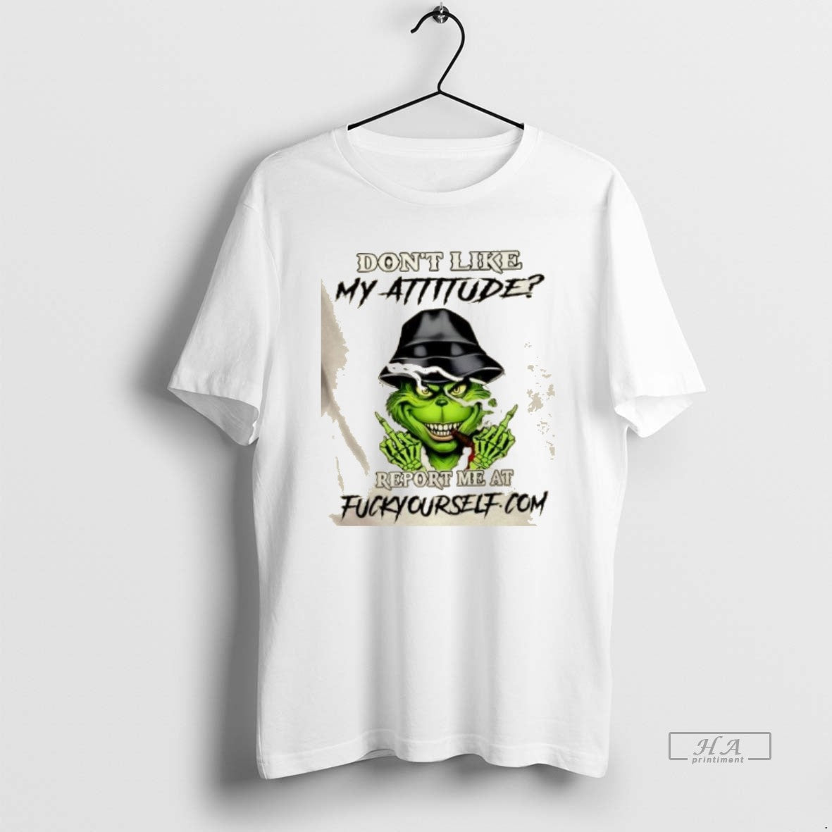 Official Grinch Smoking Dont Like My Attitude Reportme At Fuckyourself T-Shirts, Hoodie, Sweatshirt | PureTeeCo.com