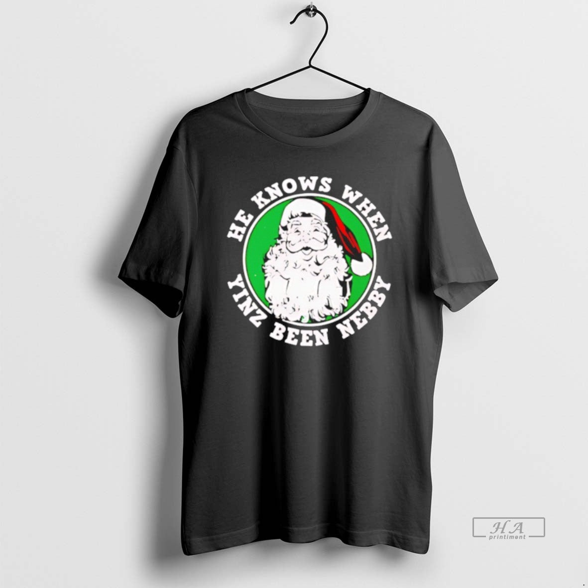 Official He Knows When Yinz Been Nebby Santa Christmas T-Shirts, Hoodie, Sweatshirt | PureTeeCo.com