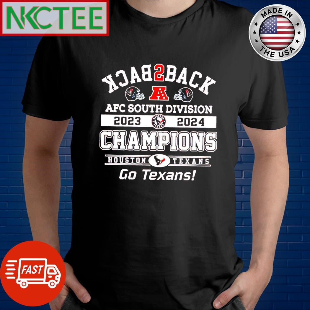 Official Houston Texans Back To Back 2024 AFC South Champions Division Go Texans helmet shirt