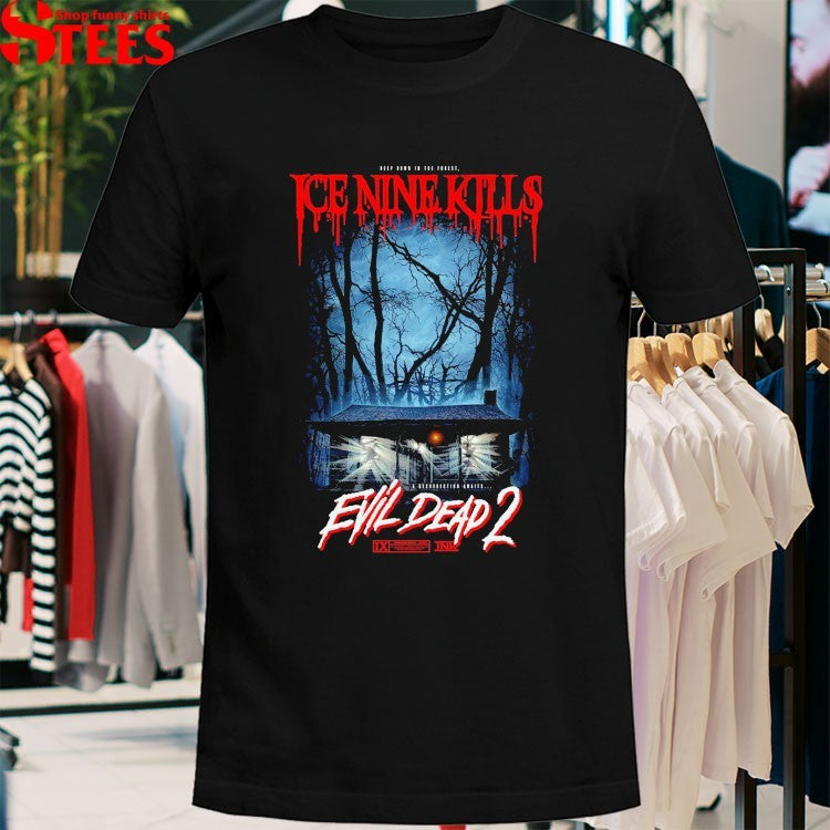 Ice Nine Kills x Evil Dead 2 Resurrection Awaits Deep Down In The Forrest T-shirts